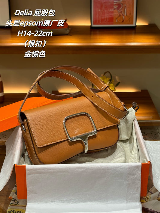 (A) Butt bag, first layer epsom original leather, high-grade electroplated hardware, size: 22*14*6,