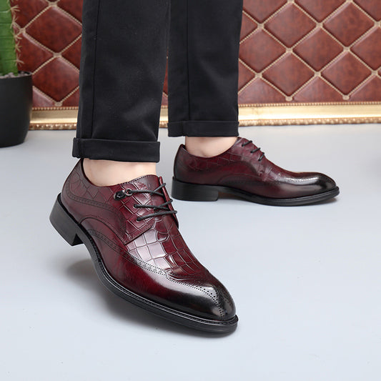 (S) Men's Leather Shoes Leather Brock Carved Business Shoes Autumn Men's Shoes British Dress Shoes