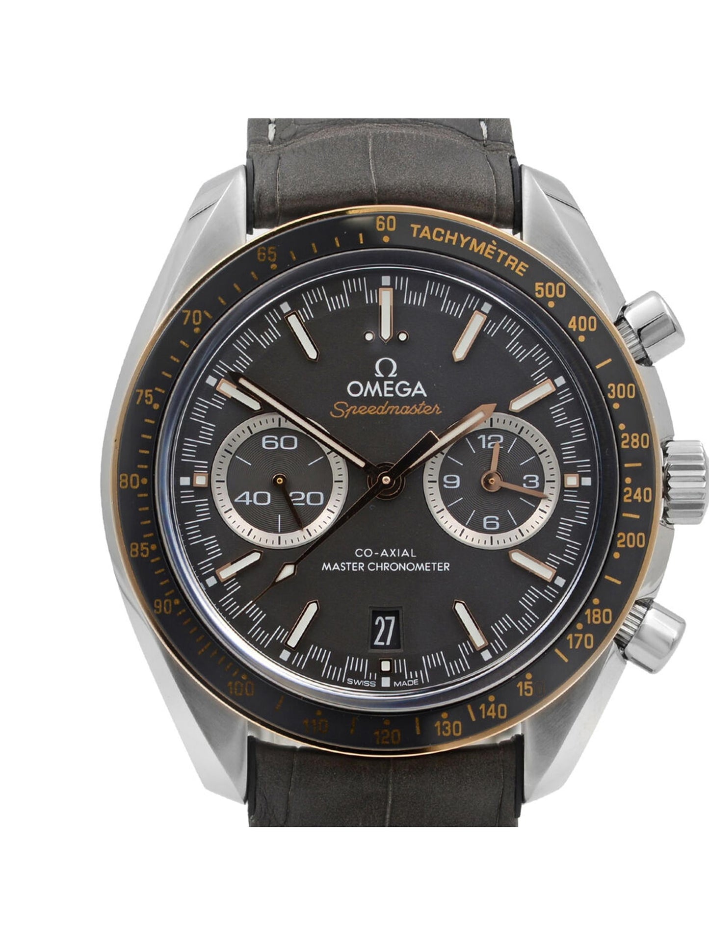 (O) Speedmaster Racing Steel Gold Grey Dial Mens Watch 329.23.44.51.06.001