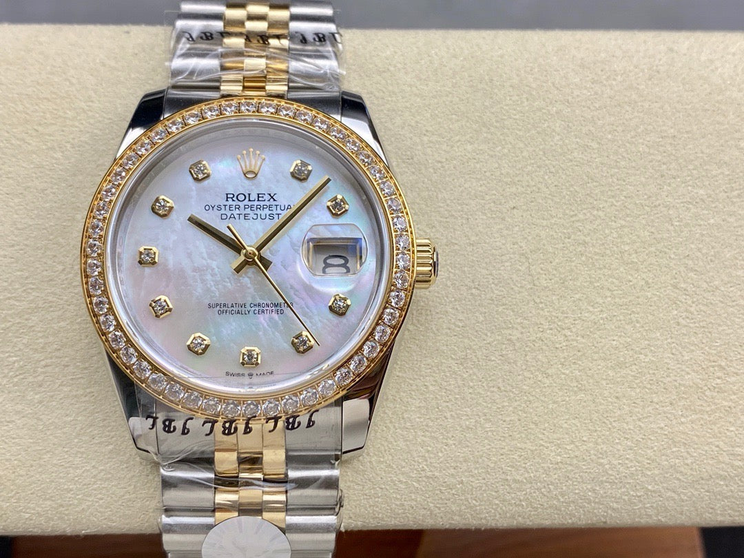 (R) Datejust 36mm Watch 16233 Custom Silver Diamond Dial & 3CT Diamond Bezel (Preowned)