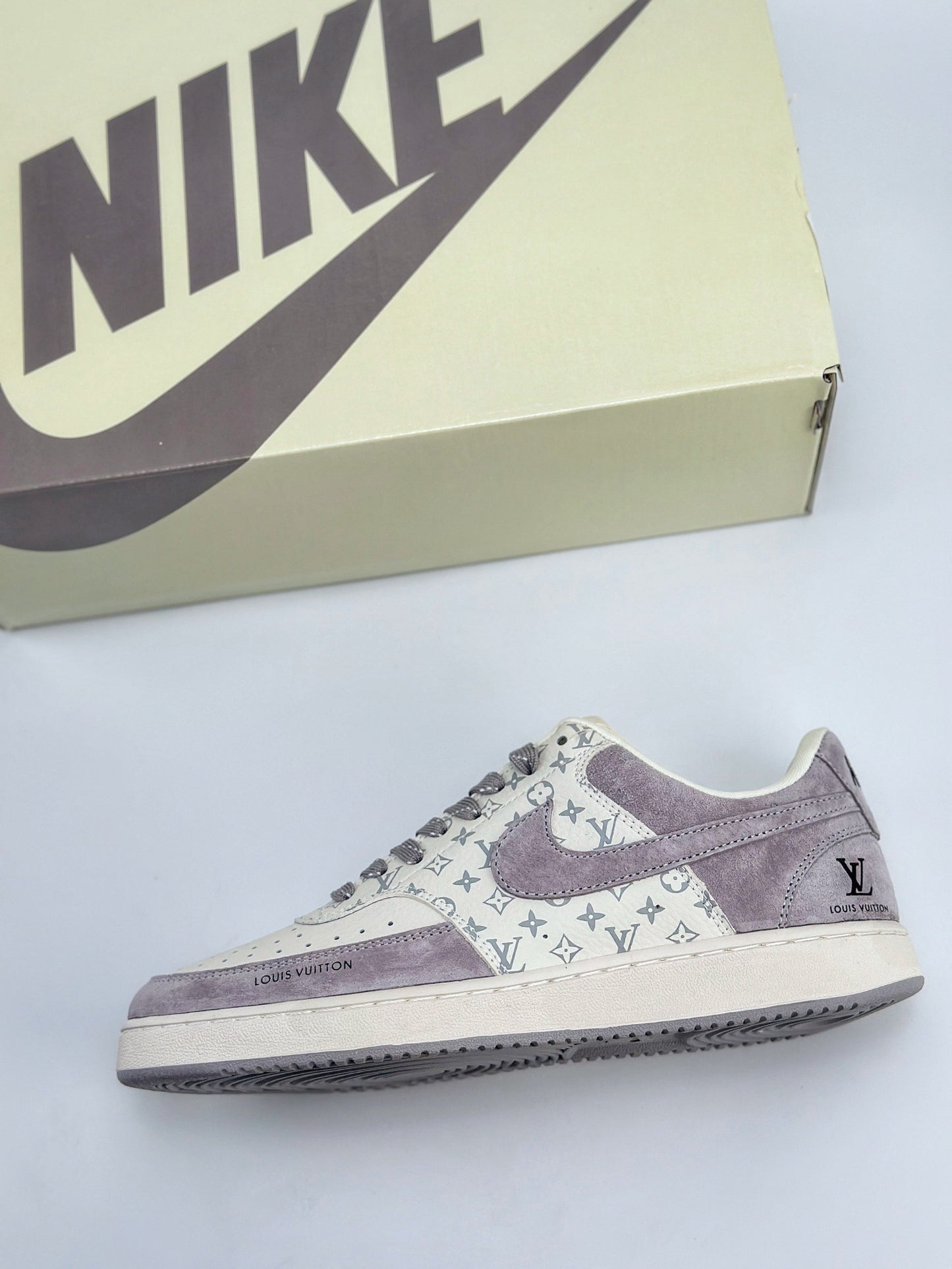 (J) Nike court vision low x beige light purple