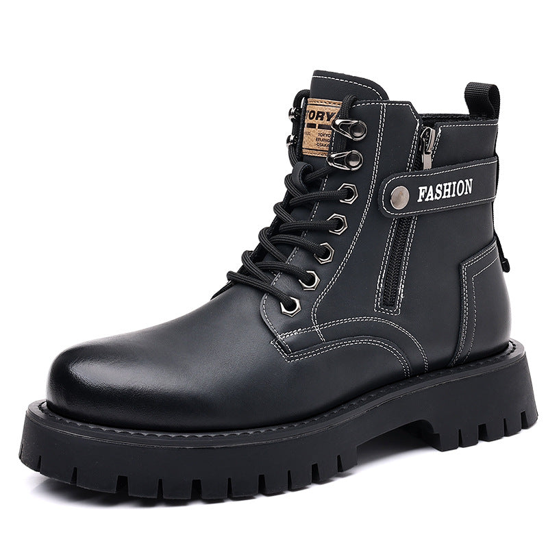 (S) Winter Martin boots British style high-top cotton shoes men's velvet thickened men's leather shoes warm snow boots