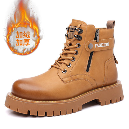 (S) Winter Martin boots British style high-top cotton shoes men's velvet thickened men's leather shoes warm snow boots