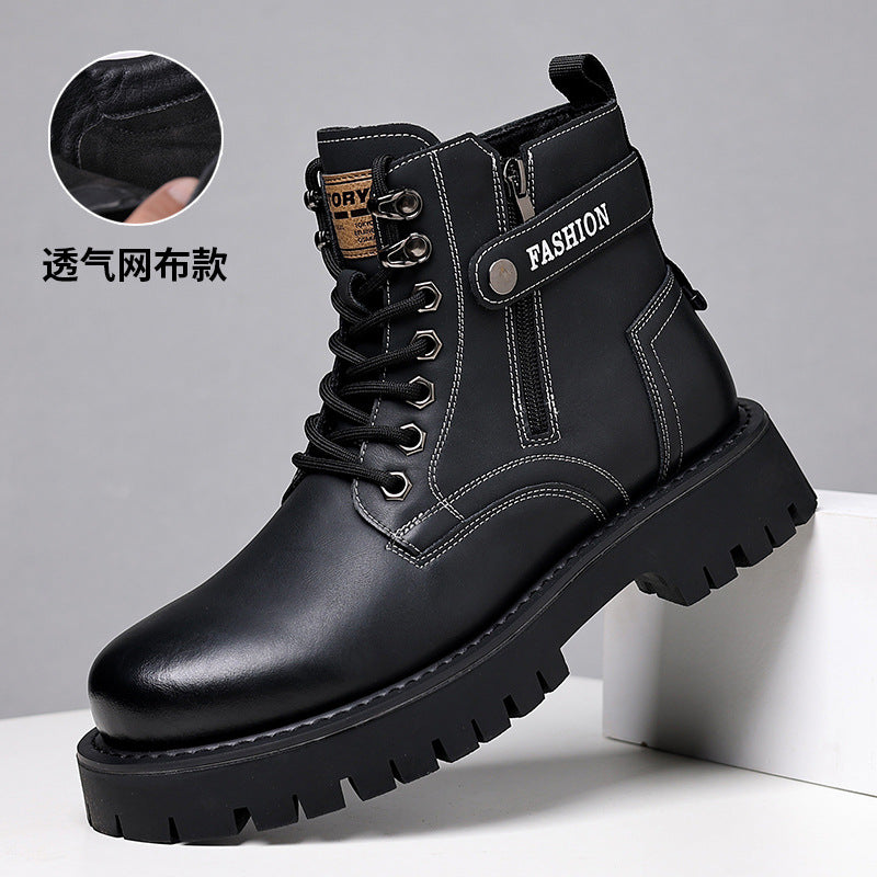 (S) Winter Martin boots British style high-top cotton shoes men's velvet thickened men's leather shoes warm snow boots