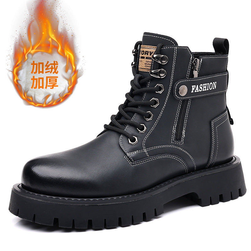 (S) Winter Martin boots British style high-top cotton shoes men's velvet thickened men's leather shoes warm snow boots