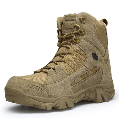 (S) Autumn and winter new high-top outdoor tactical boots, cross-border large-size wear-resistant camping men's shoes