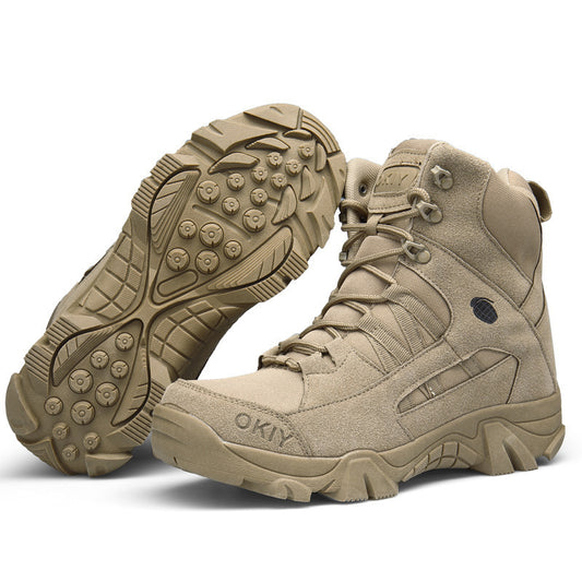 (S) Autumn and winter new high-top outdoor tactical boots, cross-border large-size wear-resistant camping men's shoes