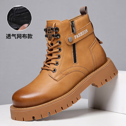 (S) Winter Martin boots British style high-top cotton shoes men's velvet thickened men's leather shoes warm snow boots