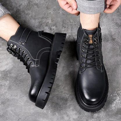 (S) Winter Martin boots British style high-top cotton shoes men's velvet thickened men's leather shoes warm snow boots