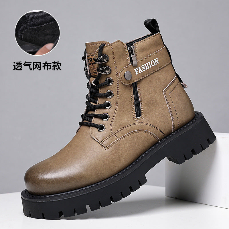 (S) Winter Martin boots British style high-top cotton shoes men's velvet thickened men's leather shoes warm snow boots