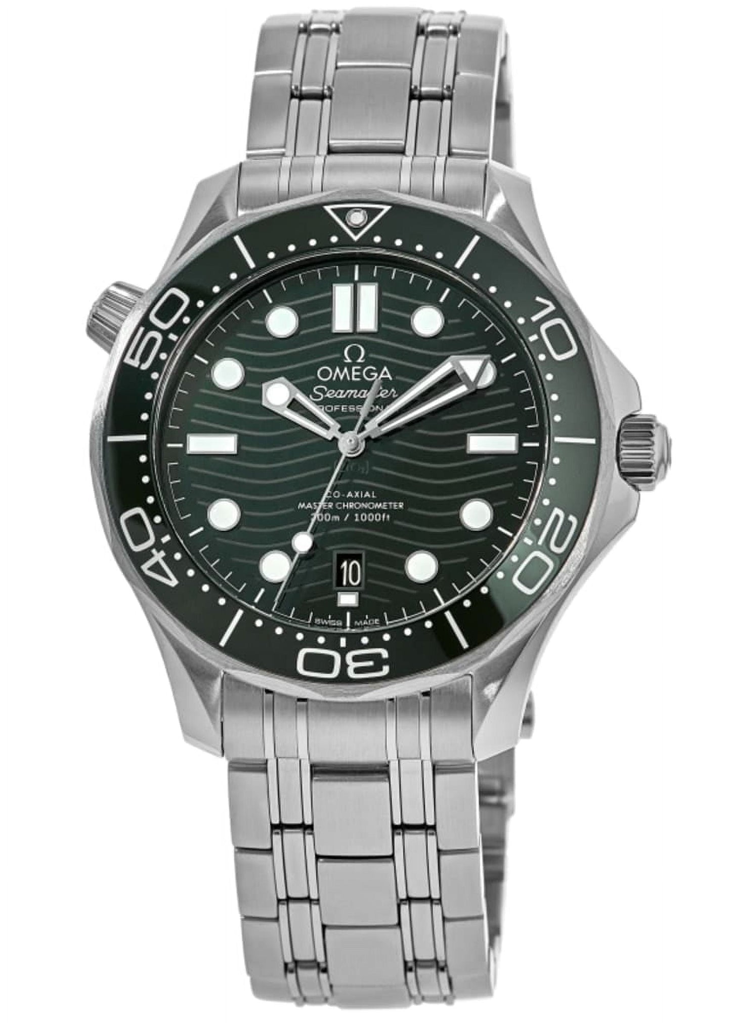 (O) Seamaster Diver 300M Green Dial Steel Bracelet Men's Watch 210.30.42.20.10.001